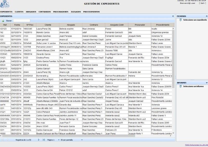 Grid de expedientes